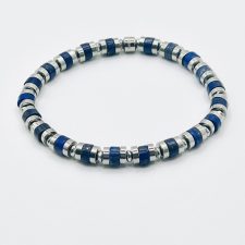 Pulseira aço com pedras azuis Punto Fino