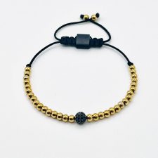 Pulseira aço dourada e bola preta Punto Fino