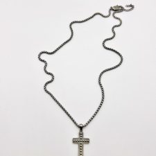 Colar com cruz em aço Punto Fino