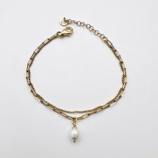 Pulseira Duo em Prata Dourada com Pérola EC