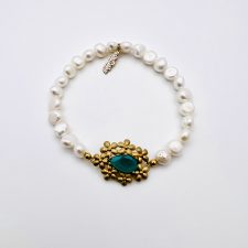 Pulseira Petalis Teal em prat dourada EC