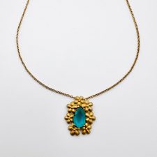 Colar Petalis Teal em prata dourada EC