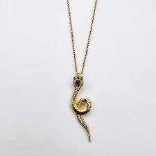 Colar Serpente em Prata Dourada com Zircónias EC