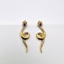 Brincos Serpente em Prata Dourada com Zircónias EC