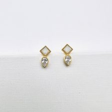 Brincos Lua e Lágrima em Prata dourada EC