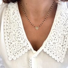 Colar trevo em prata dourada, sementes da vida EC