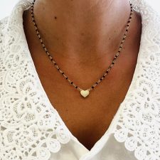 Colar coração em prata dourada, sementes da vida EC