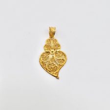 Pendente coração português, Prata dourada