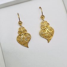 Brincos coração português Prata dourada