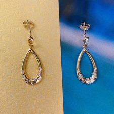 Brinco lágrima em Prata Dourada