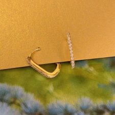 Argolas retangular em Prata dourada