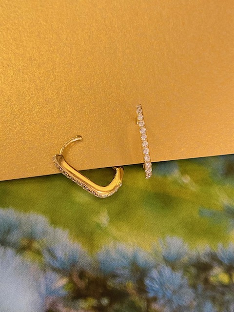 Argolas retangular em Prata dourada